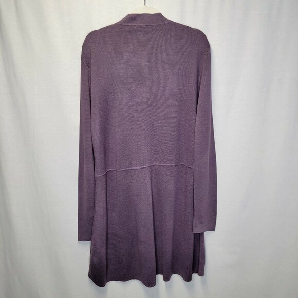 Eileen Fisher Women's Small Cardigan Sweater Purple Long Button Close Silk Blend - Picture 2 of 6